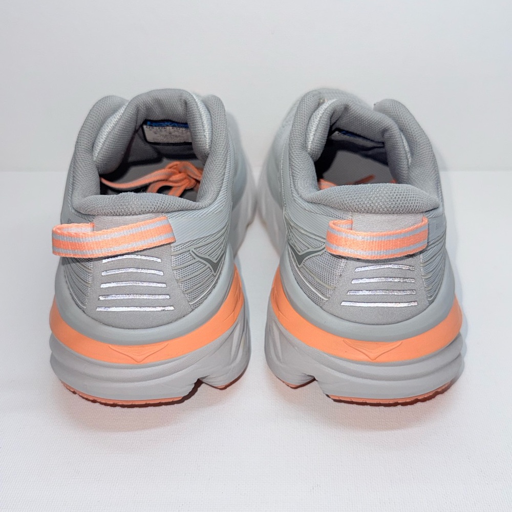 Hoka Women's Light Gray & Peach Bondi 7 Running Shoes - Picture 6 of 8